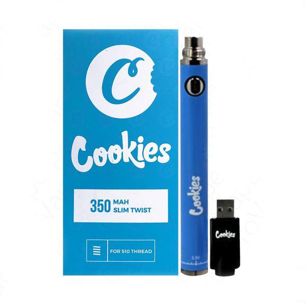 

Cookies Vape Pen Battery 350 900 mAh VV Preheat 3.3-4.8V Slim Twist Blister Packaging Bottom Spinner SS Adjustable For 510 Thread Dab Thick Oil Cartridge Wax Atomizers