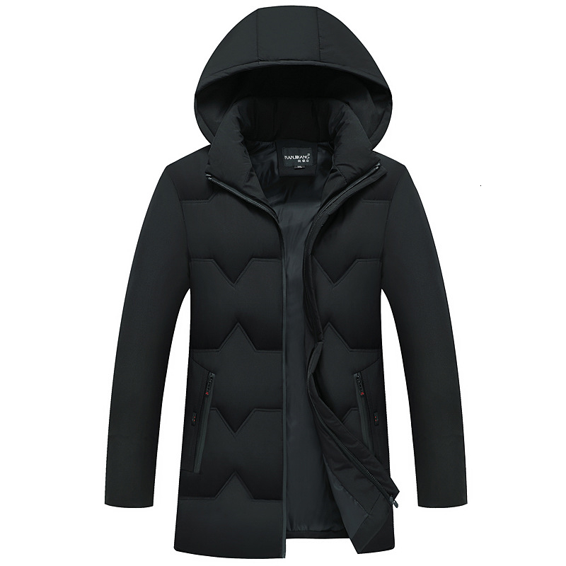 

Long Winter New Warm Windproof Casual Outerwear Padded Cotton Jacket Coat Quality Parkas Men Clothes,YD01, Black