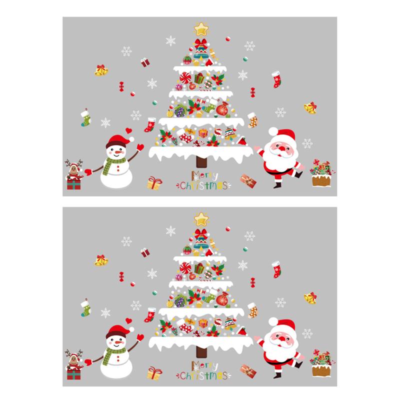 

Wall Stickers 2 Sheets Exquisite Shopwindow Self-adhesive For Xmas (Assorted Color)