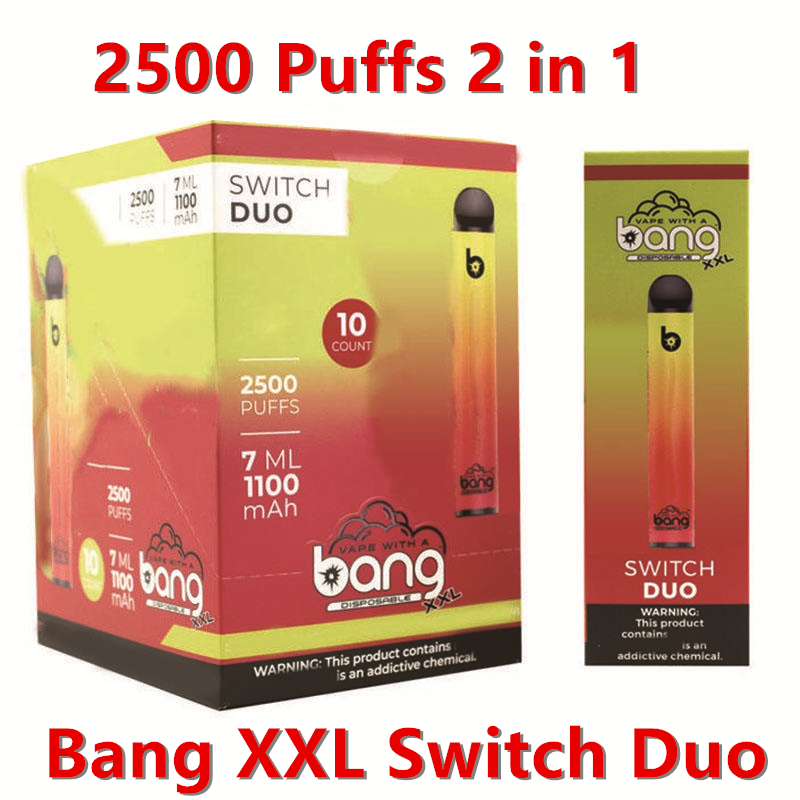 

Bang XXL Switch Duo Disposable Vape Pen E Cigarette Device With 1100mAh Battery 7ml Pod Prefilled Catridge 2500 Puffs Bangs XXtra Kit