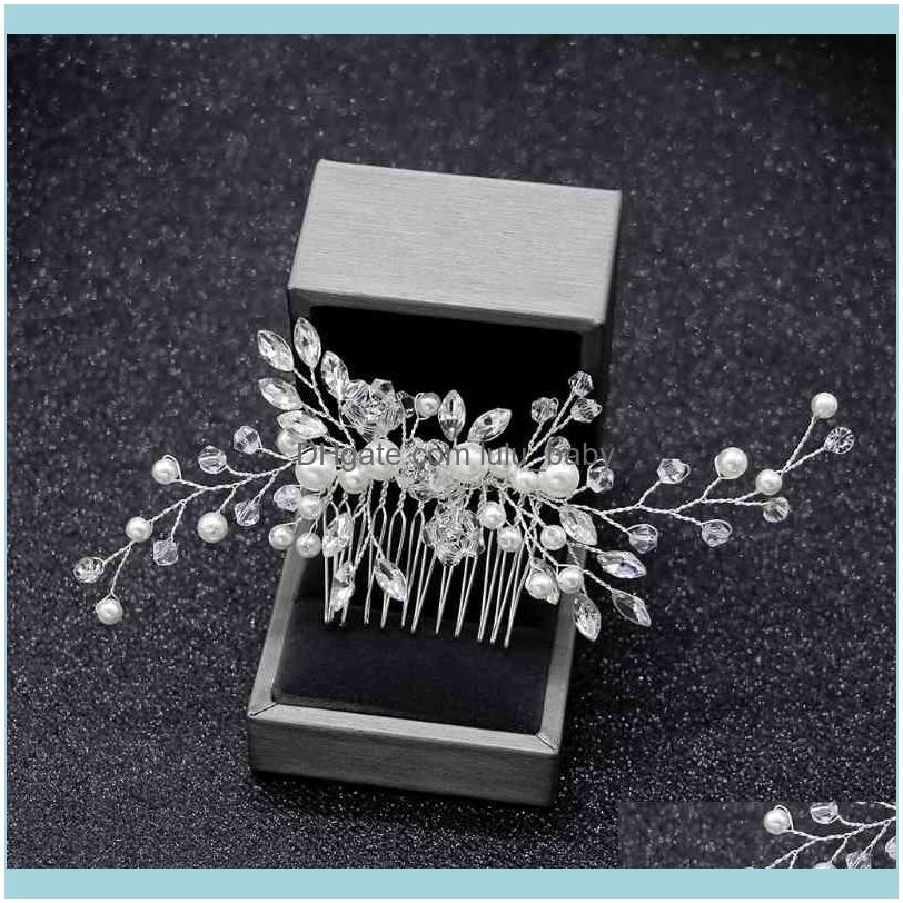

Headbands Jewelryelegant Wedding Combs For Bride Crystal Rhinestones Pearls Women Pins Bridal Headpiece Hair Jewelry Aessories Drop Delivery