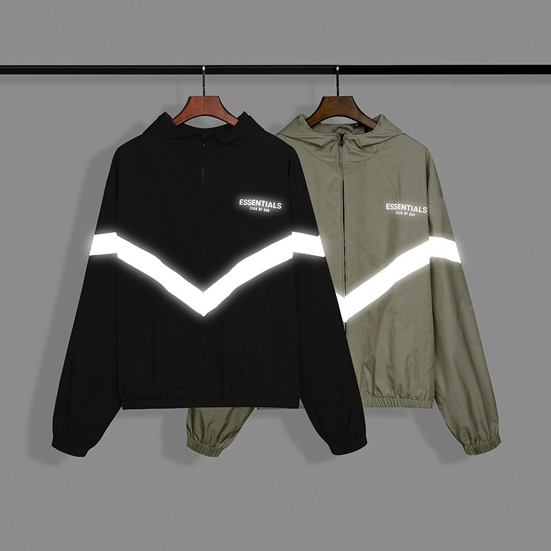

Fashion Design Men' Casual Jacket Sportswear Letter Reflective Hooded Coat, Black