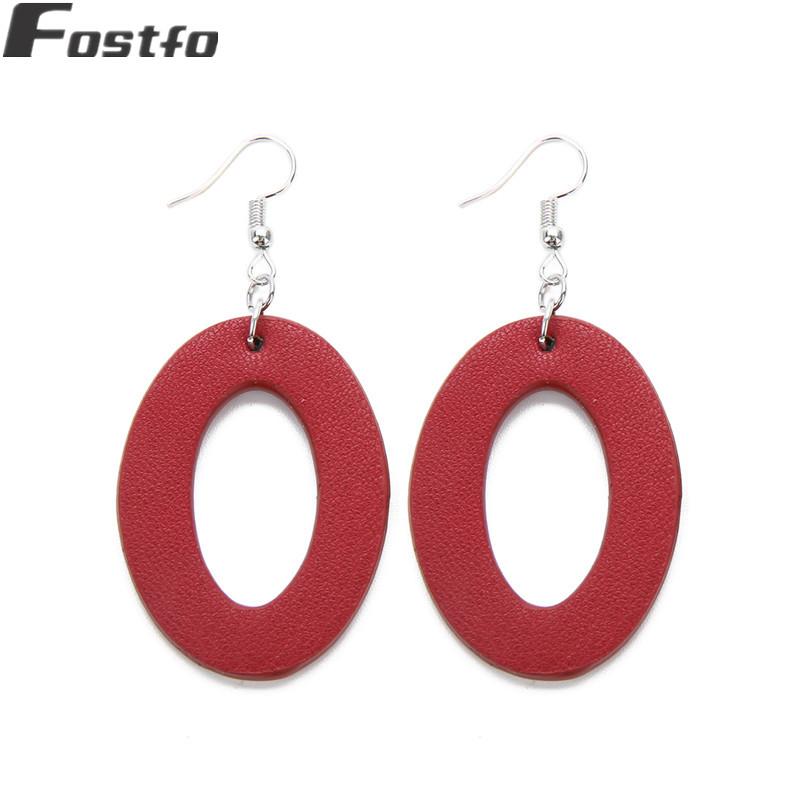 

Dangle & Chandelier Fostfo 2021 Fashion Multiple Geometries Real Leather Drop Earrings Winter Multicolor Ear Drops, Silver