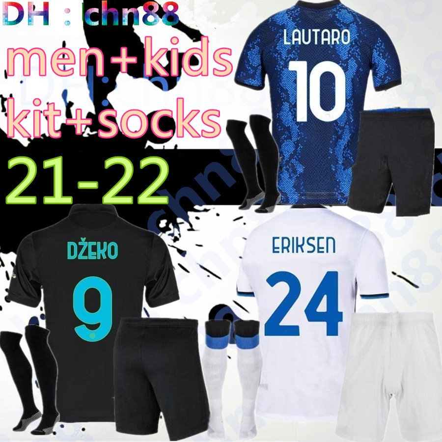 

21 22 soccer jerseys DZEKO VIDAL KITS BARELLA LAUTARO ERIKSEN ALEXIS CALHANOGLU PERISIC 2021 2022 third Top football shirt men + kids kit set kit+socks full uniform, 3rd