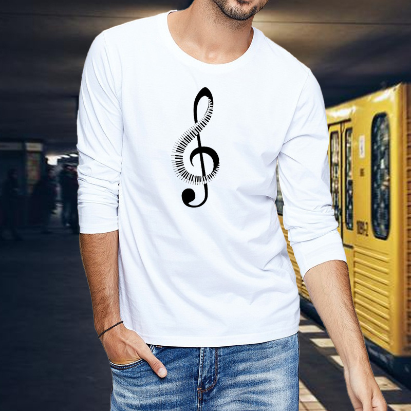 

long sve t-shirt men's t-shirt spring and autumn new loose trend pure cotton round neck t-shirt autumn, White;black