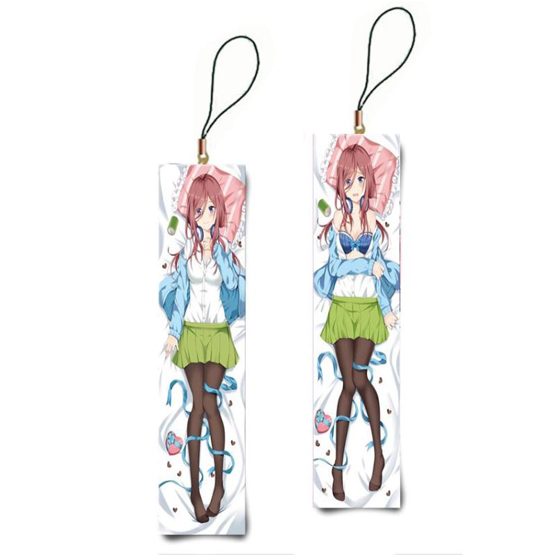 

Keychains Cute Japanese Anime Keychain 5-toubun No Hanayome Mini Dakimakura Pillow Pendants Custom Key Chain Phone Strap