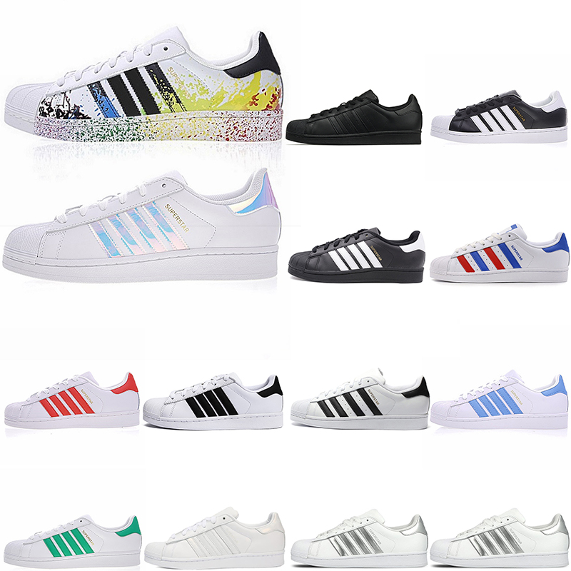 

2021 running shoes superstars sneakers mens womens with gold letters all black white red blue green yellow colorful outdoor trainers size 36-45, Color 3