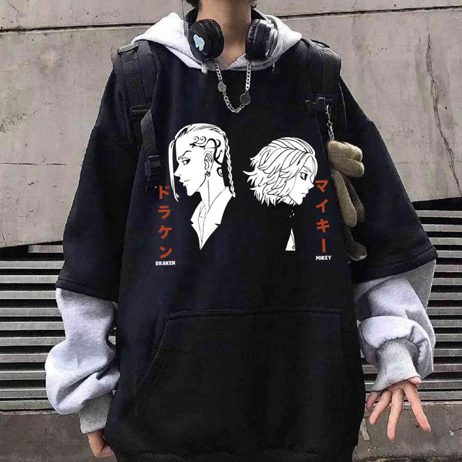 

Anime Tokyo Revengers Mikey Draken Hoodies Harajuku Casual Streetwear Graphic Sweatshirts Unisex Hoodies Y1109