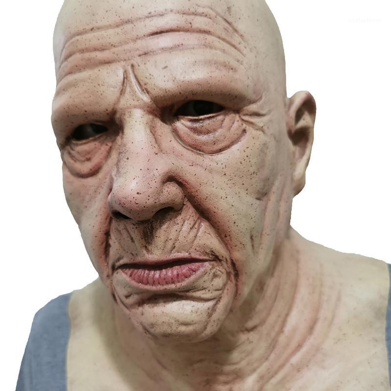 

Party Masks Old Man Scary Face Mask Halloween For Costume Masquerade Cosplay Grandpa Full Head Latex Masker