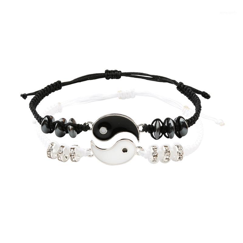 

Charm Bracelets Rope Leather Alloy Enamel Chinese Pendant Summer Couple Jewel Braid Matching Jewelry1