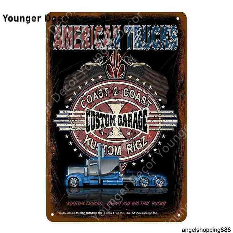 

American Trucks Custom Garage Metal Plate Vintage Home Decor Bar Pub Decorative Poster Retro Painting Plaque Car Signs YI-155