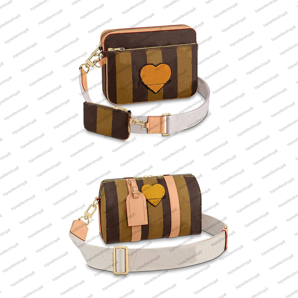 

M45965 TRIO MESSENGER city Designer women bag genuine calf leather heart-shap print strap cross-body clutch coin purse handbag shoulderbag, Invoice
