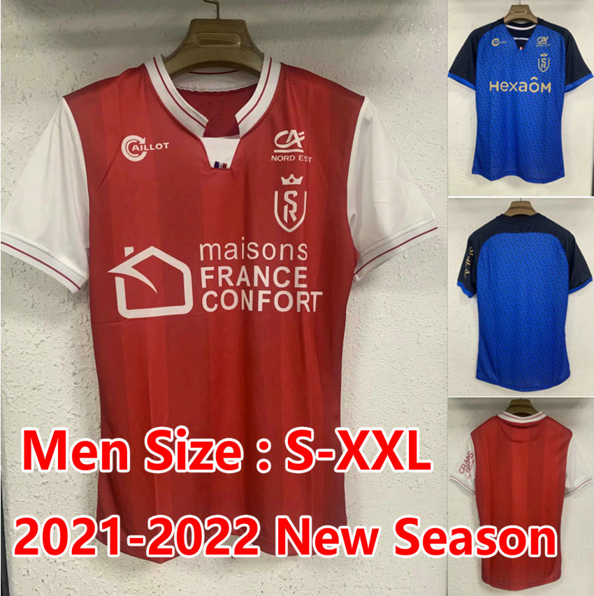 

21/22 Maillots Stade de Reims soccer jerseys EKITIKE DONIS MBUKU KEBBAL MATUSIWA EL BILAL ZENELI ABDELHAMID GRAVILLON HORNBY 2021 2022 hommes enfants foot Uniforms, 21-22 home +patch