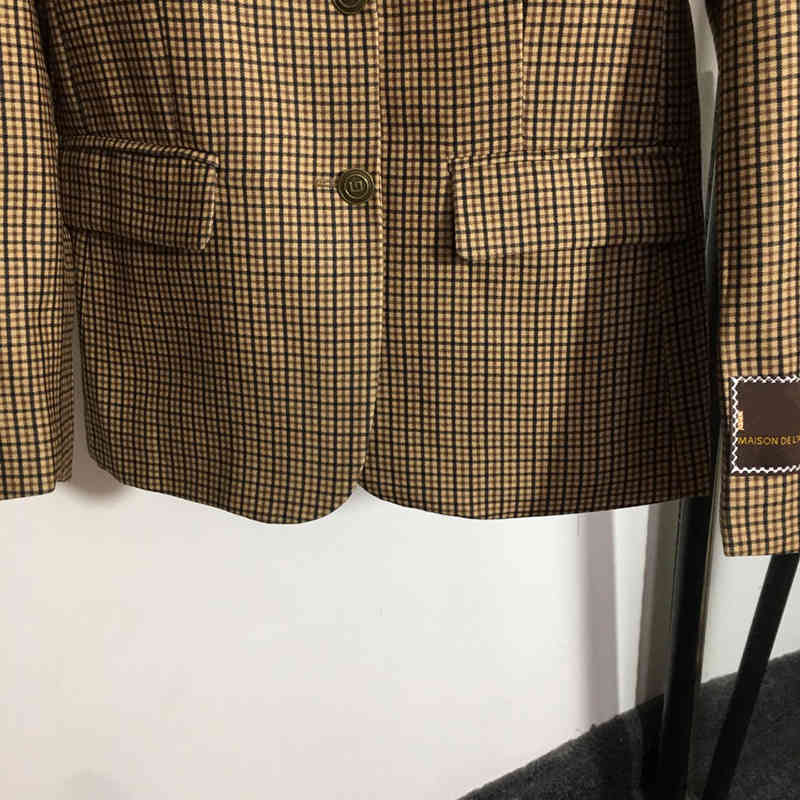 

Women's Suits & Blazers Plaid Women Retro Coats INS Fashion Lapel Neck Winter Fall Street Style Lady Formal Coat KSJP, 2# packaging bag