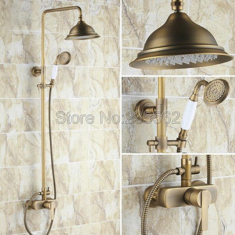 

Wall Mounted 8" Rain Shower Handshower Faucet Set Antique Brass Lrs172 Bathroom Sets
