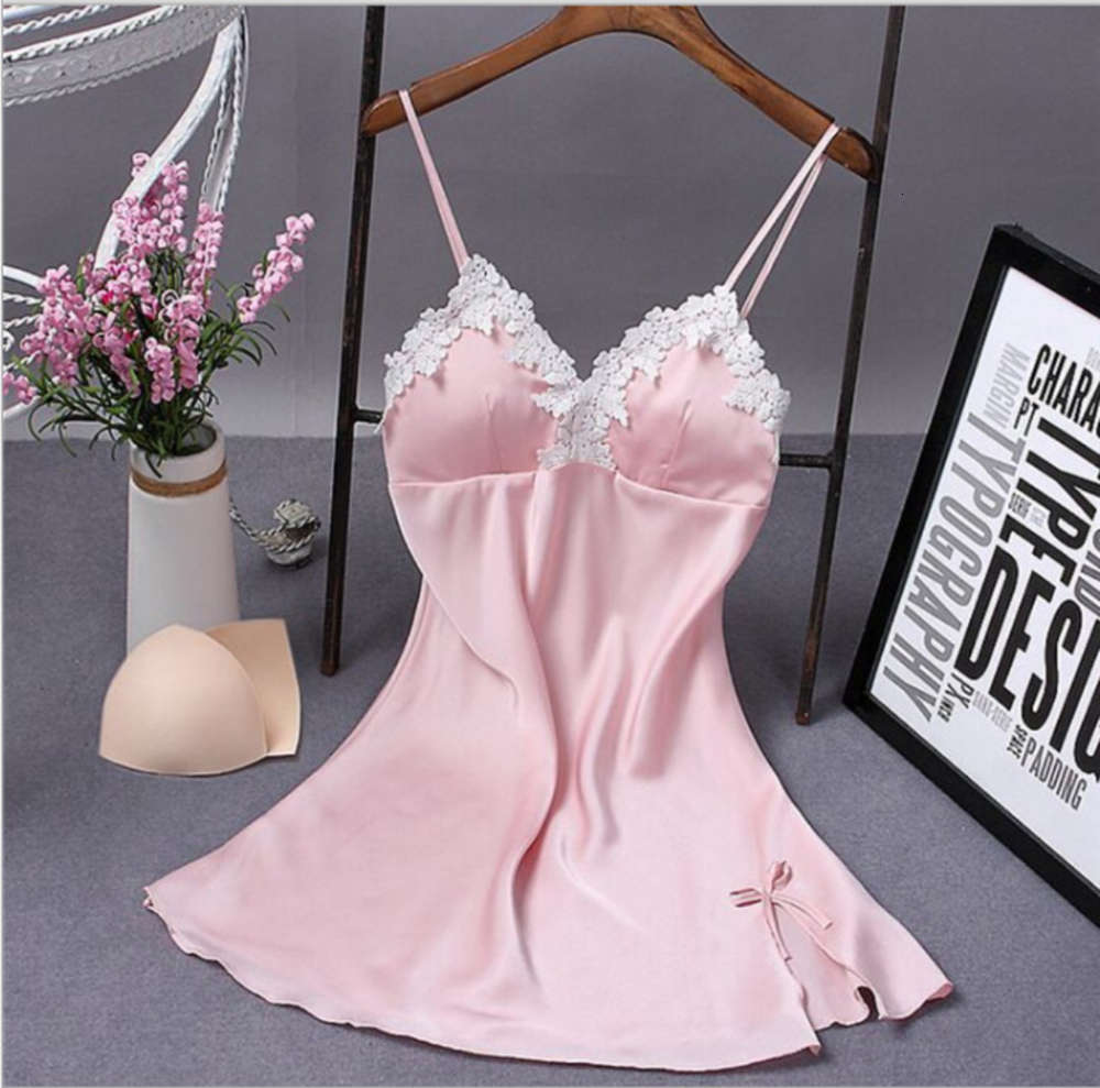 

sets Spring and summer gather together to show thin sexy lace real silk suspender nightdress pajamas home clothes with bra, Black;white