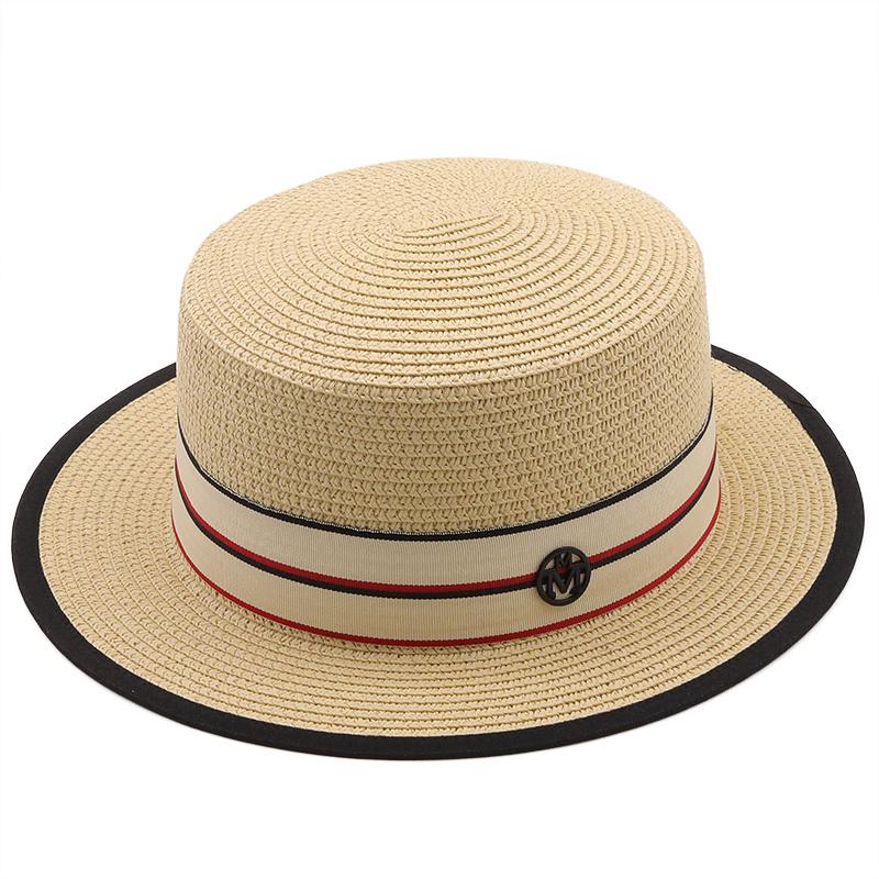 

Wide Brim Hats Sun For Women Straw Hat Female Dress Womens Summer Caps Beach Girl Flat Top Fedroas, White