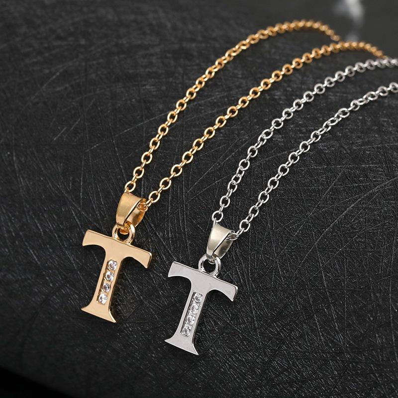

Pendant Necklaces 26 English Letters T Fashion Lucky Necklace Alphabet Initial Sign Mother Friend Family Name Gift Jewelry