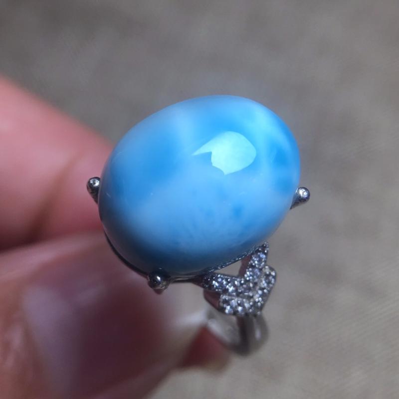 

Cluster Rings Fine Jewelry 322 Real Pure 925 Steling Silver S925 100% Natural Blue Larimar Gemstones Female Christmas Gift, Golden;silver