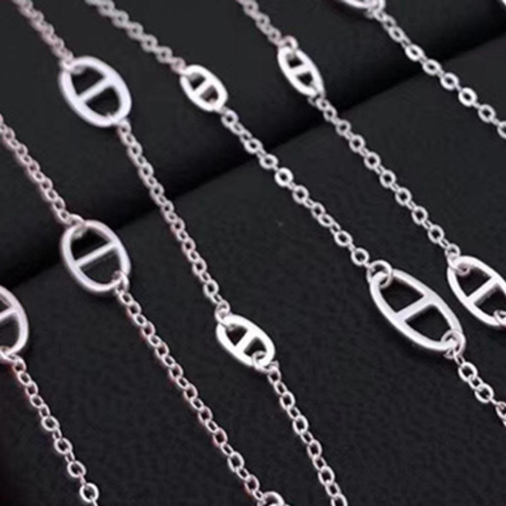 

Brand Hot Geometry for Women Letter Round h Lock Jewelry S925 Silver Necklace Set France Quality Superior Golden Sweater Chain 2022 New Kx4o