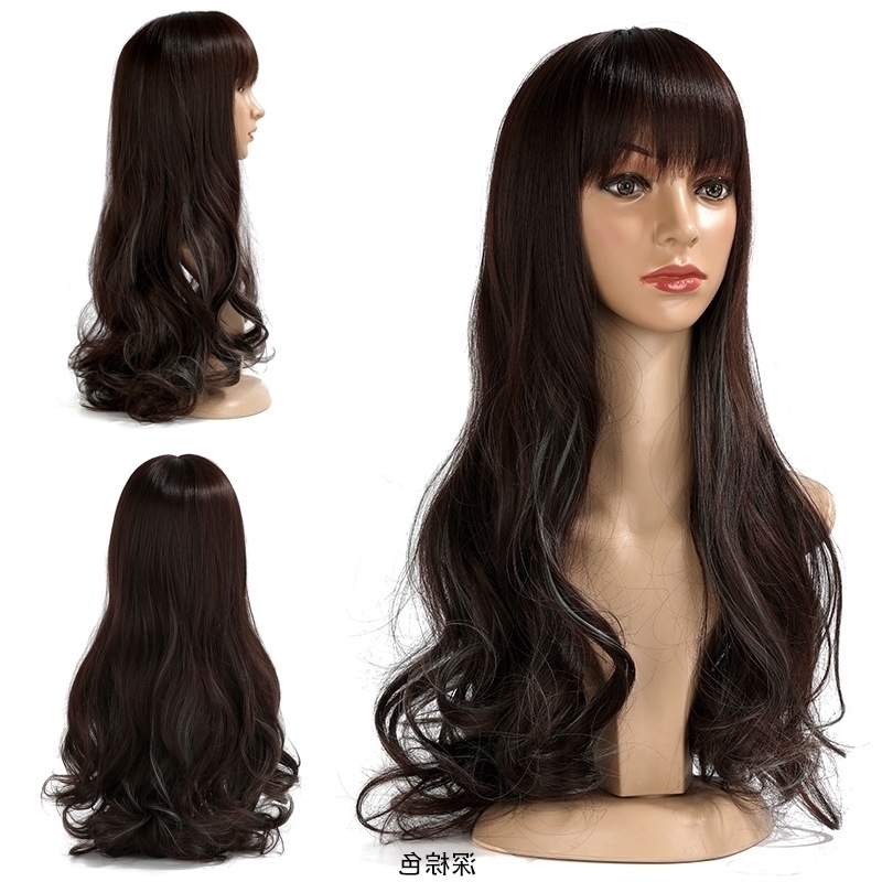 

wig New pick dyed women's long curly hair big wave headgear, Black