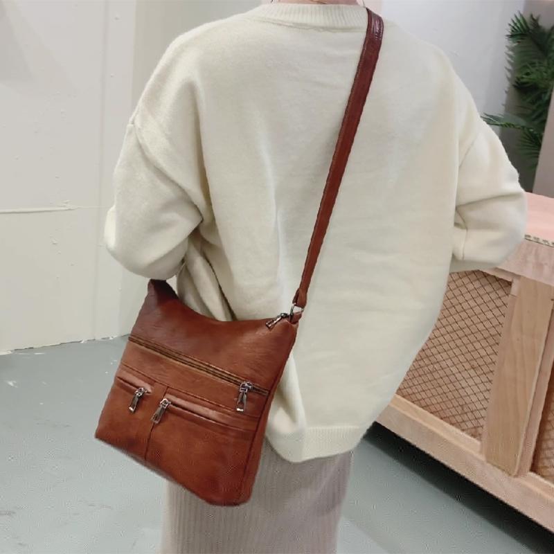 

Evening Bags Vintage Women PU Leather Solid Color Shoulder Crossbody Messenger Bag Casual Ladies Multi Layers Small Handbag Purse Card Holde