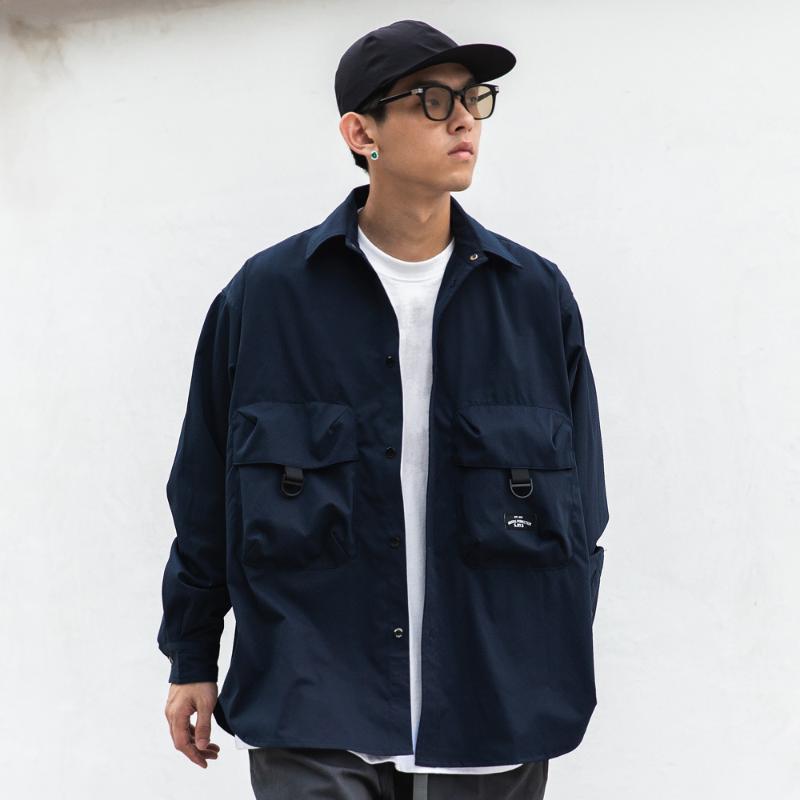 

Men's Jackets Eukaaru Solid Multi Pocket Jacket Men Streetwear Clothes Fashion Loose Lapel Cargo Shirt Hip Hop Tops Bomber, Black;brown