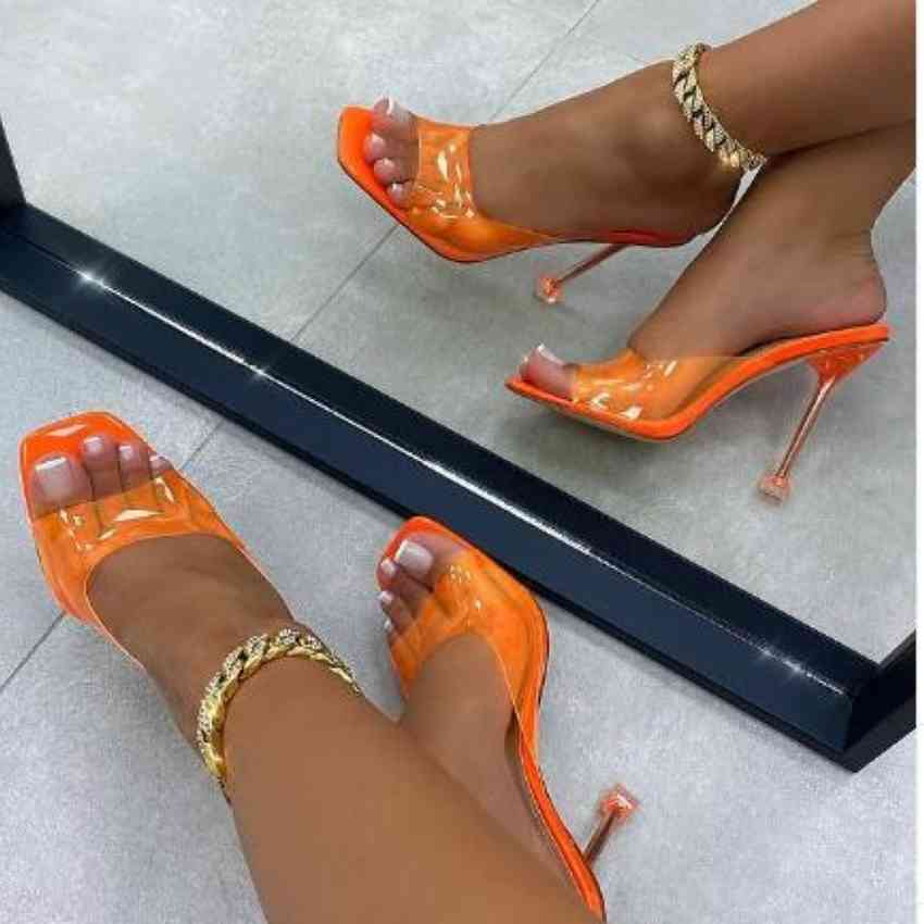 

Summer Women sandals Sexy Transparent Heel Slippers Sandal Shoes Woman Thin High Heels Square Toe Sandal Lady Pump Shoes Mules K78, Cs-jbg red
