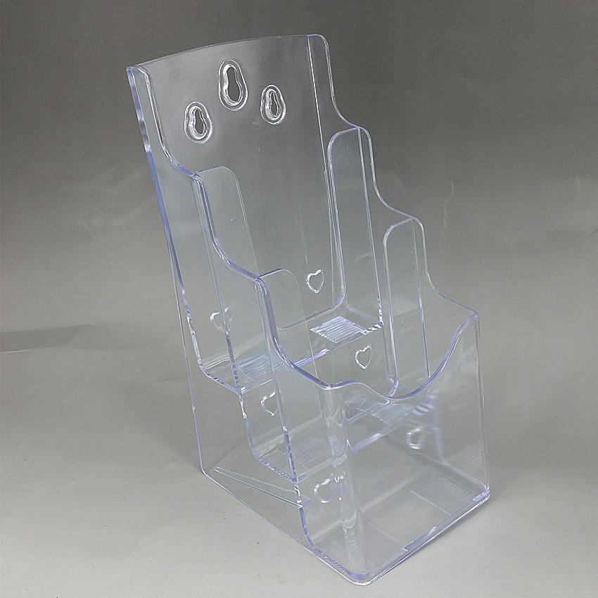 

Office Clear A6 Pamphlet Brochure Literature Plastic Display Holder Stand 3 Tiers to Insert Leaflet On Desktop 4pcs