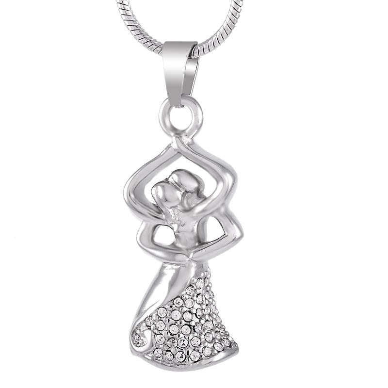 

Pendant Necklaces IJD9204 Fairy Girl Dancing With Her Love Memorial Urn Necklace Cremation Ashes Holder Keepsake Stainless Steel Jewelry