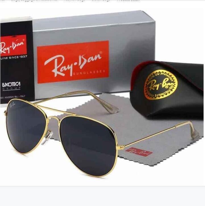 

High Quality Ray Men Women Sunglasses Vintage Pilot Aviator Wayfarer Brand Sun Glasses Band UV400 Bans Ben With Box and Case 3025, White;black