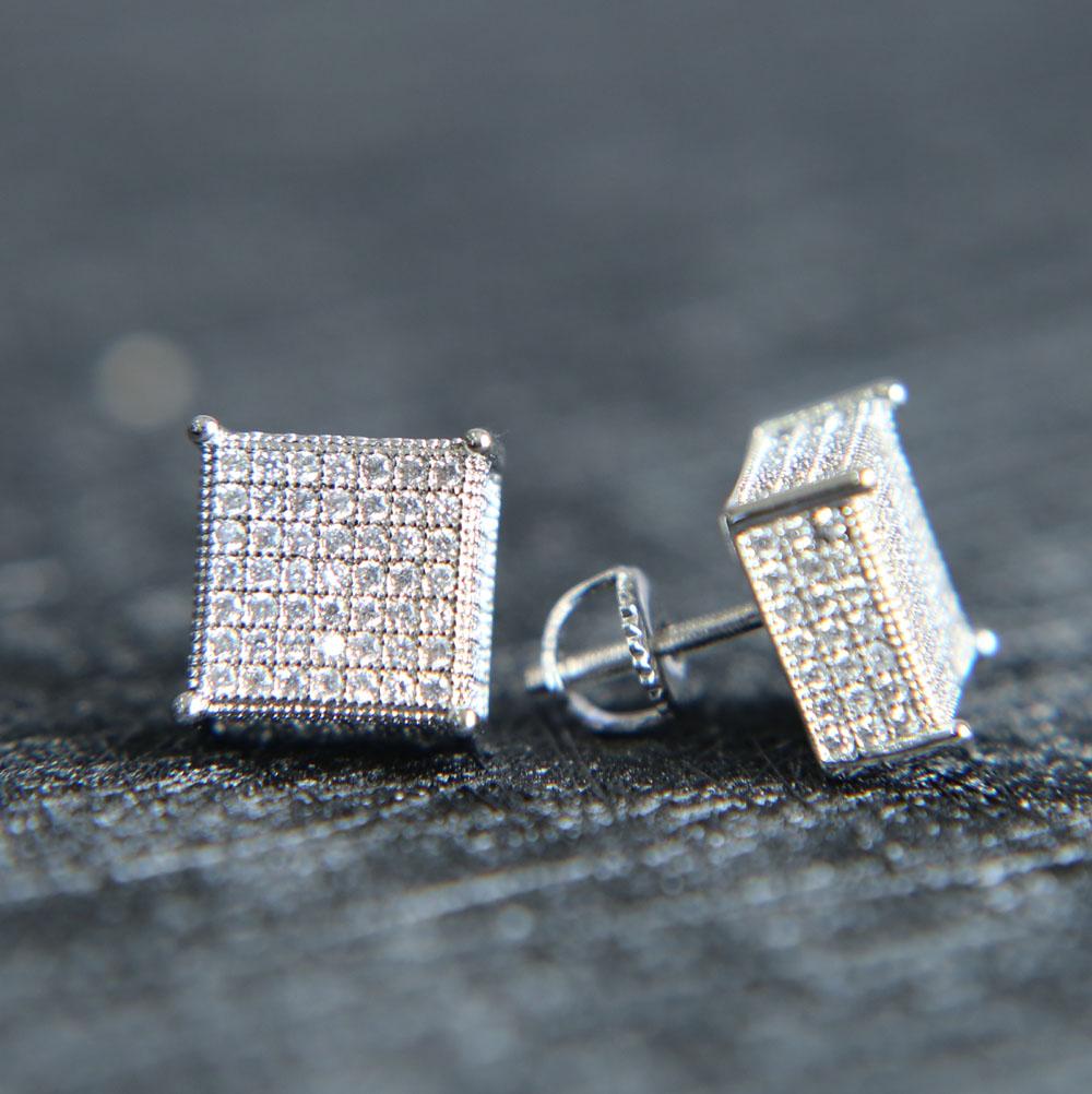 

2022 mens big bling ear jewelry 3 colors screw back micro pave cz earring for men