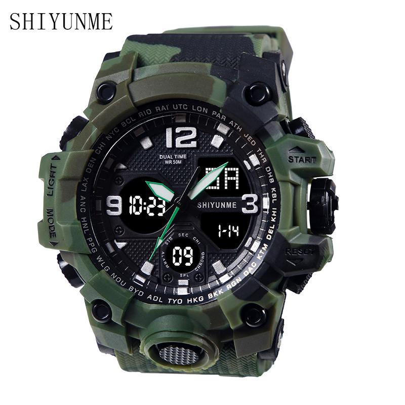 

Wristwatches SHIYUNME Mens Watch Luxury Camouflage GShock Fashion Digital Led Date Sport Men Outdoor Electronic Watches Man Clock, Camouflage blue