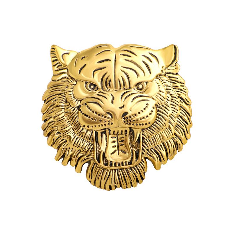 

Pins, Brooches Retro Tiger Face Head Brooch Pin Metal Animal Men's Suit Shirt Badge Lapel Pins For Women Fashion Jewelry Accessories, Gray