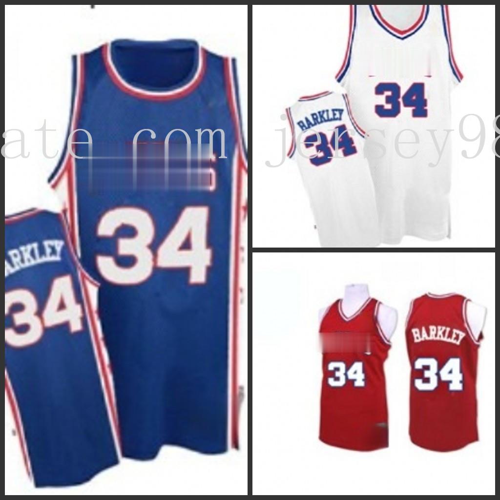 

Philadelphia 76ers men 34 Charles Barkley men retro Basketball Jersey, Black