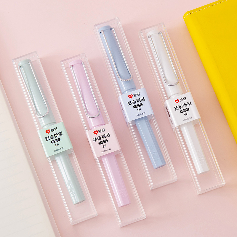 

b2 makaron transparent upright student plastic replaceable ink bag jewel pen printing set gift