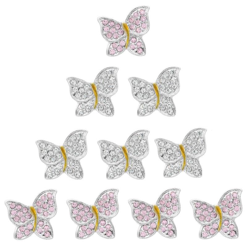 

Link, Chain 2021 Valentine's Day Pink White Crystal Butterfly Snap Beads Love Heart Fit 18mm Bracelet Jewelry Earrings For Women