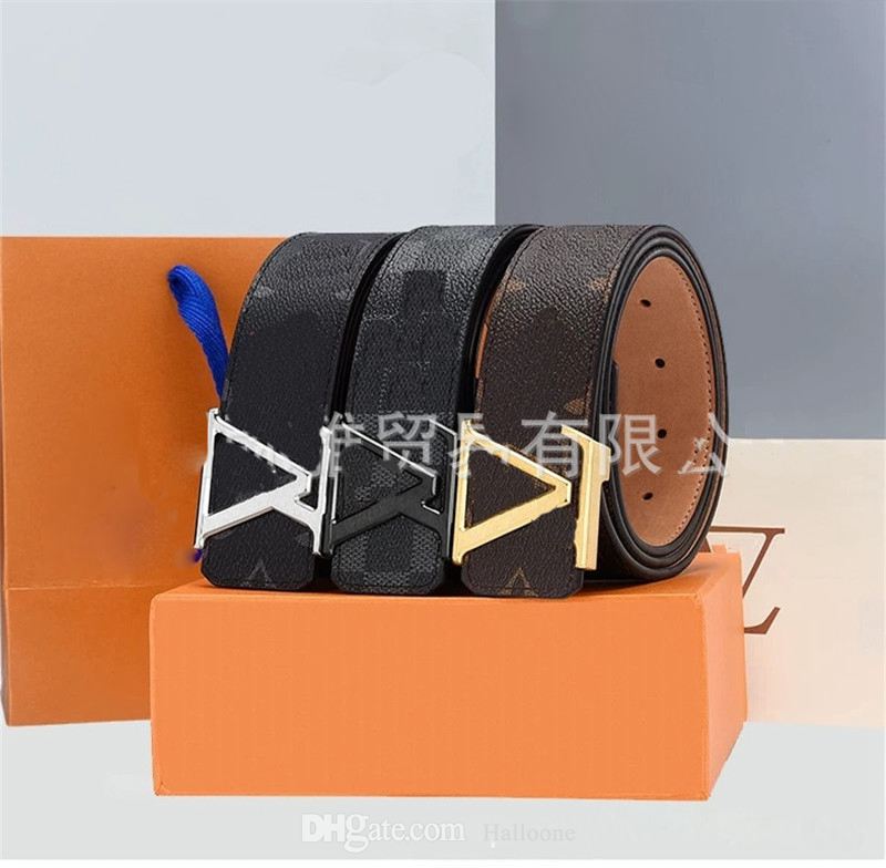 

Classic Brand Belts M9608 Mens Belt Fashion Men Leather Black Business Women Big Gold Buckle Womens Casual Ceinture with Orange Box, Black;brown