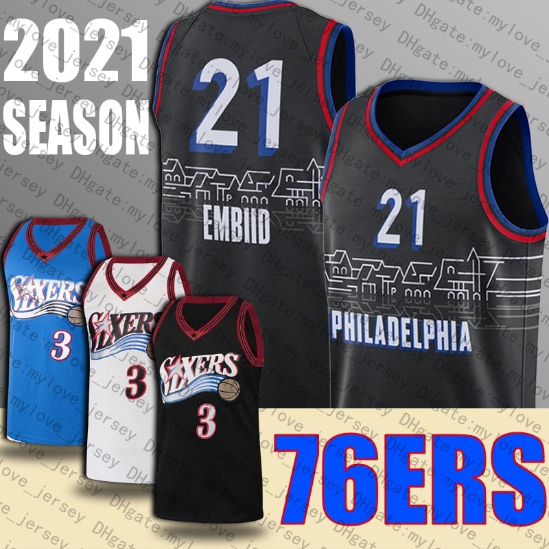 

Throwback Allen 3 Iverson Jersey Joel 21 Embiid Ben 25 Simmons Jerseys Philadelphia 76ers Jersey City Edition Jerseys