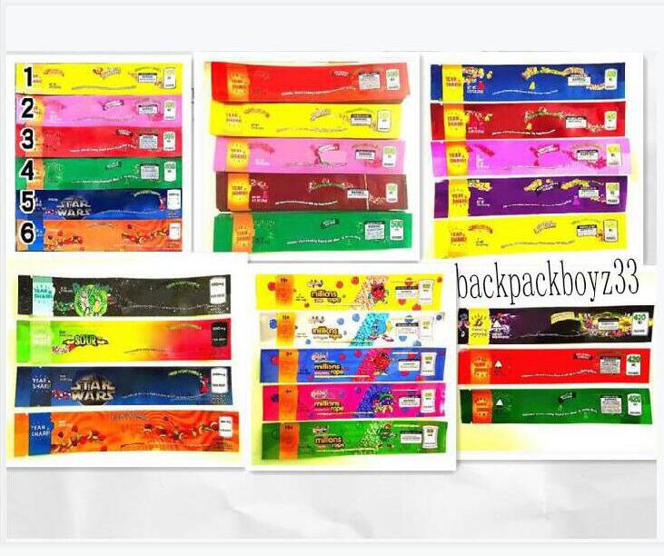 

500mg 420mg Bags 11 Types Exotic 420 Infused Gummies 710 Edibles Mylar Packaging Long Three Edge-sealing Bag Smell Proof Candy Food Package