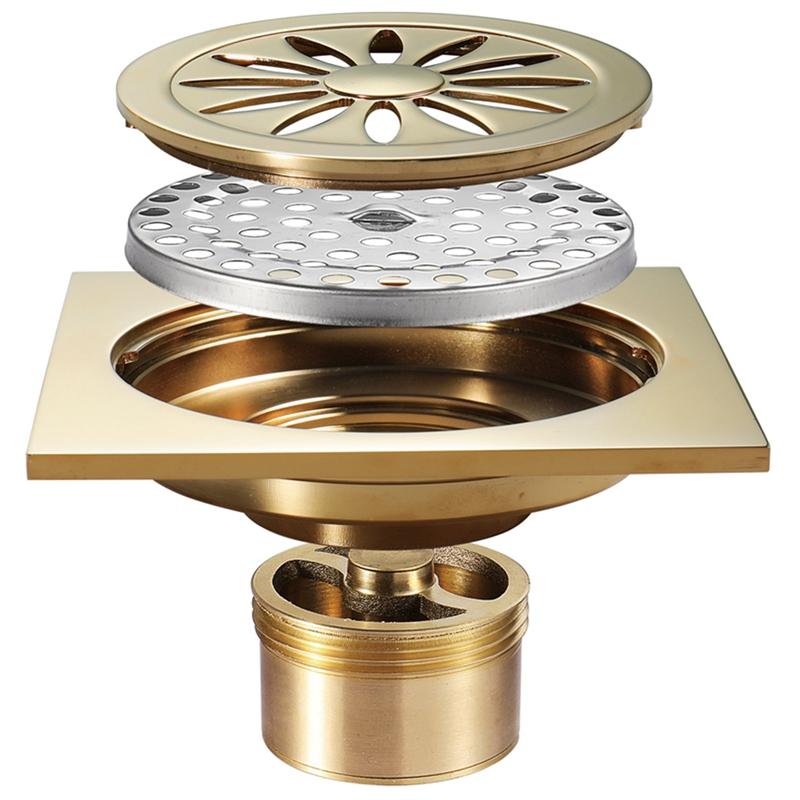 

Other Bath & Toilet Supplies High-Quality Bathroom Floor Drain And Odor-Resistant All Copper Balcony Square