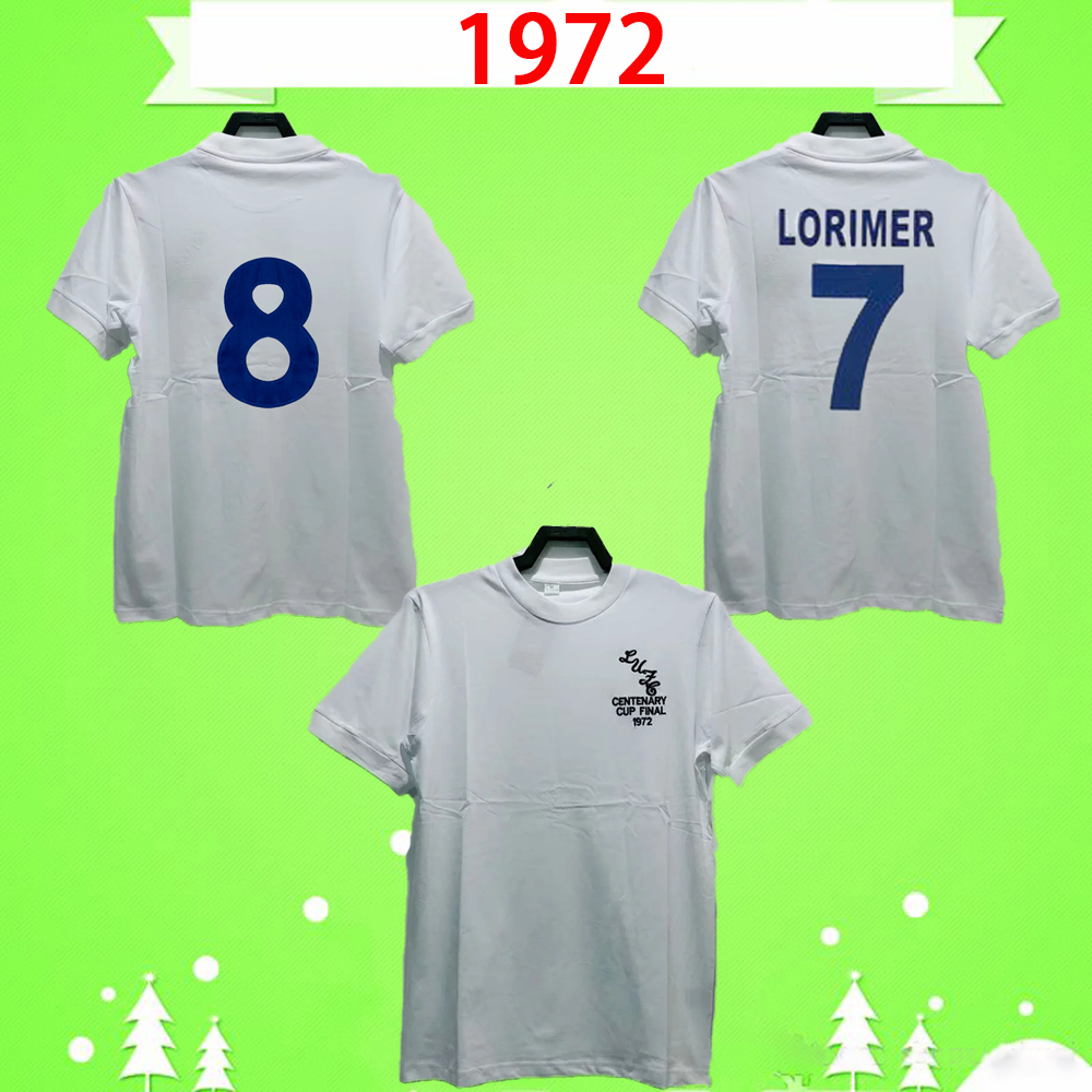 

1972 Leeds Retro Soccer jersey #7 LORIMER Vintage football Shirt classic 72 home white Camiseta leed Maillot -2XL top quality