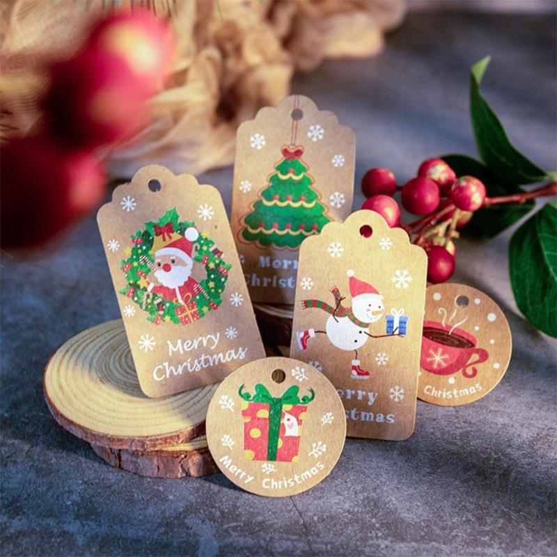 

Christmas Decorations Drop 50/100pcs Kraft Paper Tags Diy Decor Wrapping Handmade Hanging Tree Gift Ornaments L J5x2