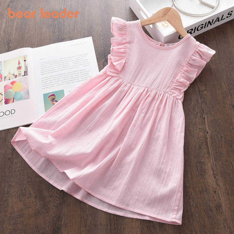 

Bear Leader Kids Girls Solid Princess Dress Summer Party Ruffles Dresses Toddler Baby Sleeveless Vestidos For 3-7 Years 210708, Ah4466pink