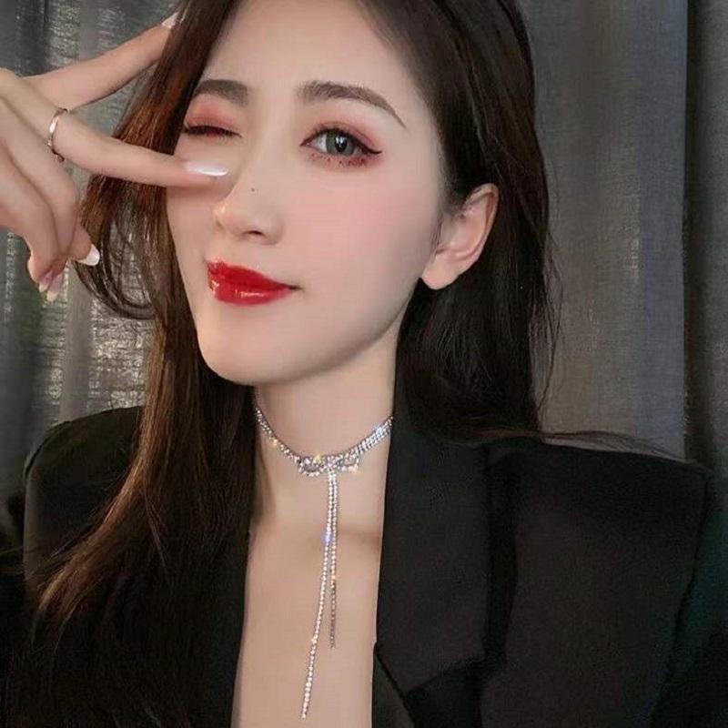 

Chokers 2022 Selling Diamond Tassel Choker Luxury Necklace Women Girls Jewelry Accessories For Party Wedding Year Gifts