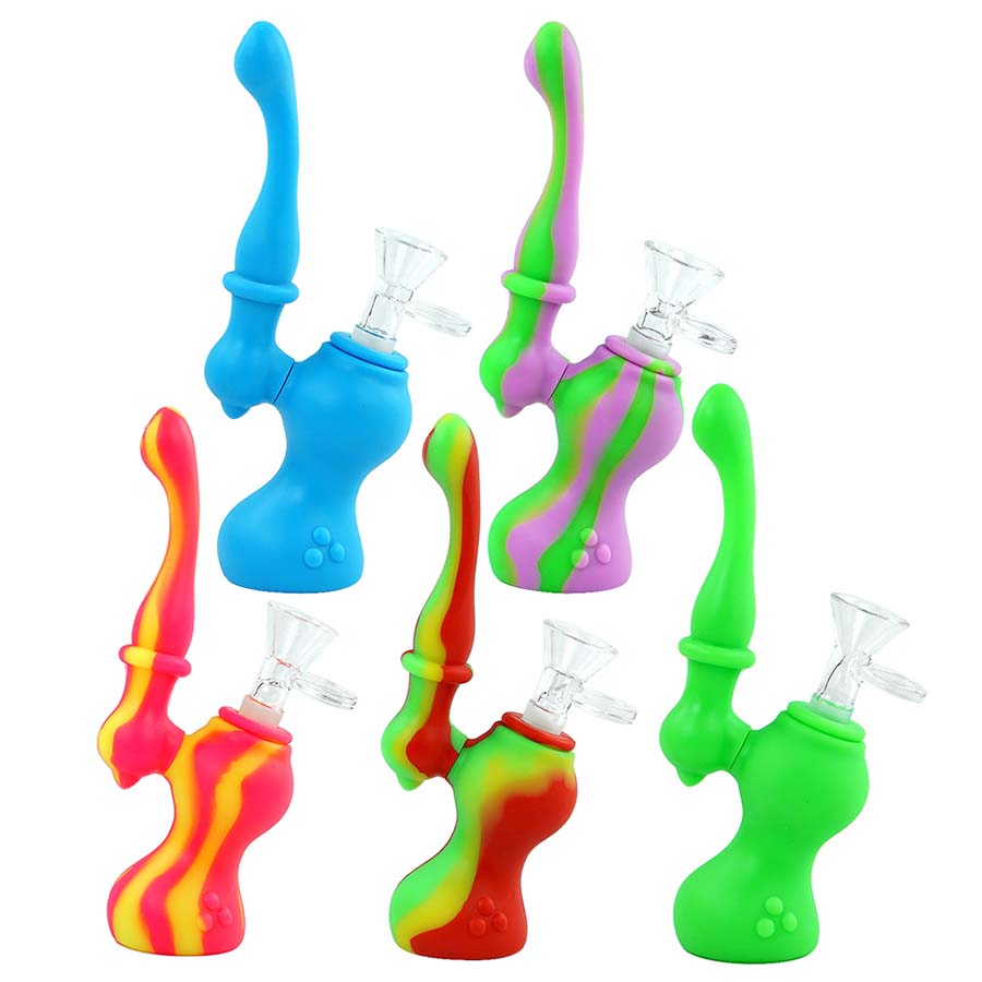 

tobacco water pipe silicone hose joint bubbler dab rig hand pipes height 7" wax burner