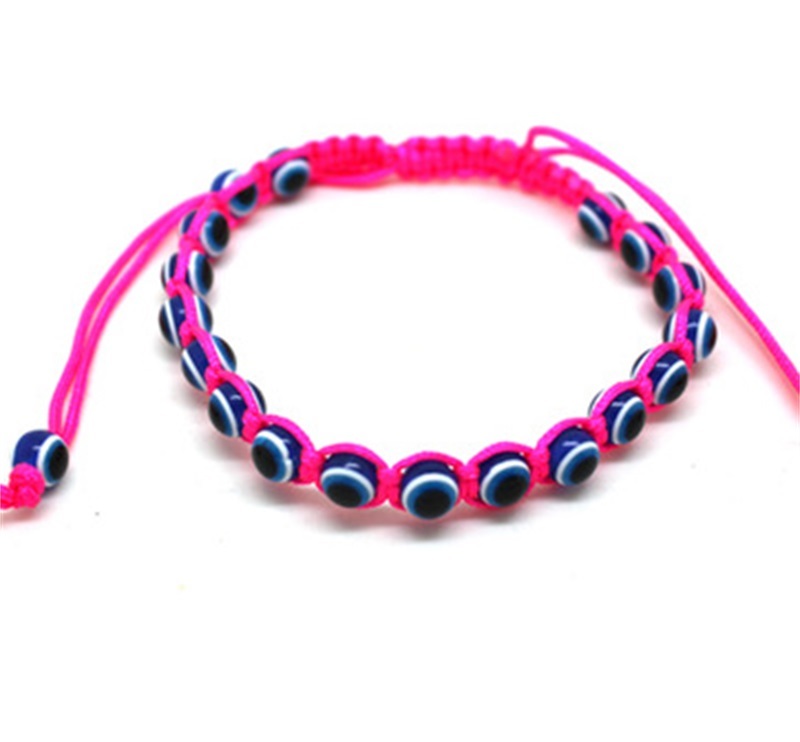 

charm bracelets fashion resin bead evil blue eye charms bracelet multicolor string rope braided bangles for lovers adjustable length 138 o2, Golden;silver