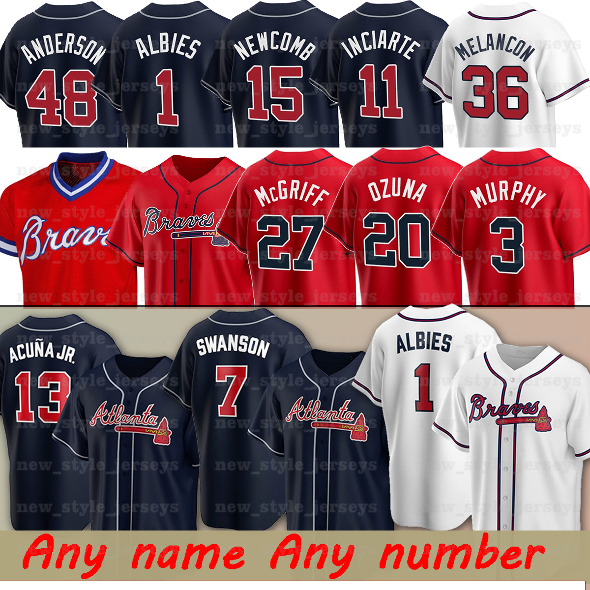 

Brave 13 Ronald Acuna Jr Jersey Dansby Swanson Atlanta Baseball Jerseys Ozzie Albies Freddie Freeman Dale Murphy Marcell Ozuna zz, Blue;black