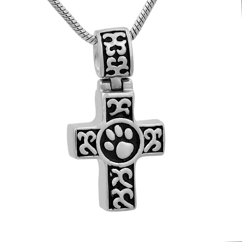 

Pendant Necklaces Personalized Engravable Print Engraved In Cross Necklace Stainless Steel Jewelry Mini Cremation Ashes Locket