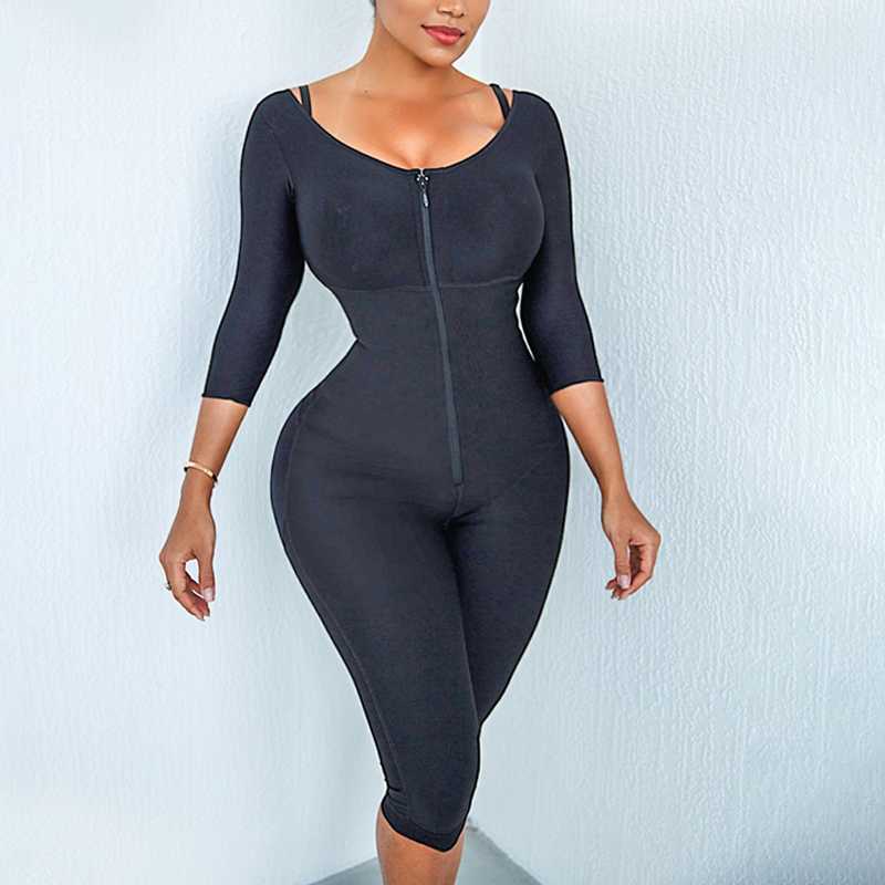 

Women' Shapers Tighten Skin Shapewear Faja Postparto Colombianas Bodysuit Knee Arms Control Body Shape Mid Tight BuLifter, Black